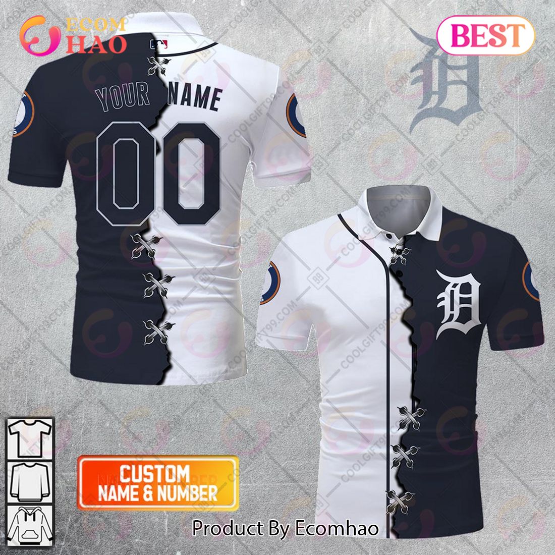 Personalized MLB Detroit Tigers Mix jersey Style Polo Shirt