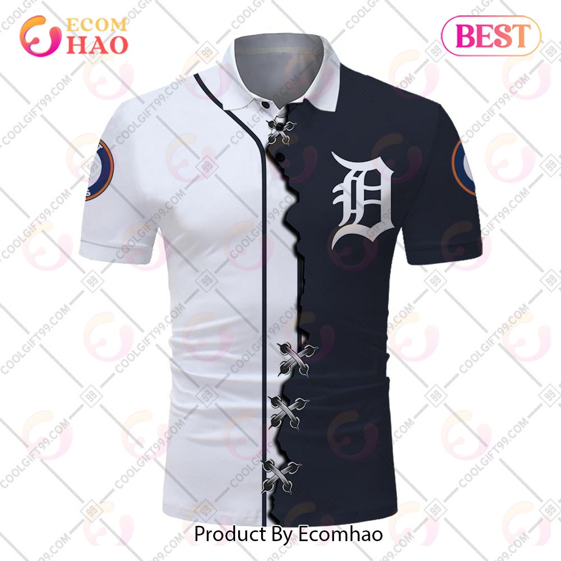 Personalized MLB Detroit Tigers Mix jersey Style Polo Shirt