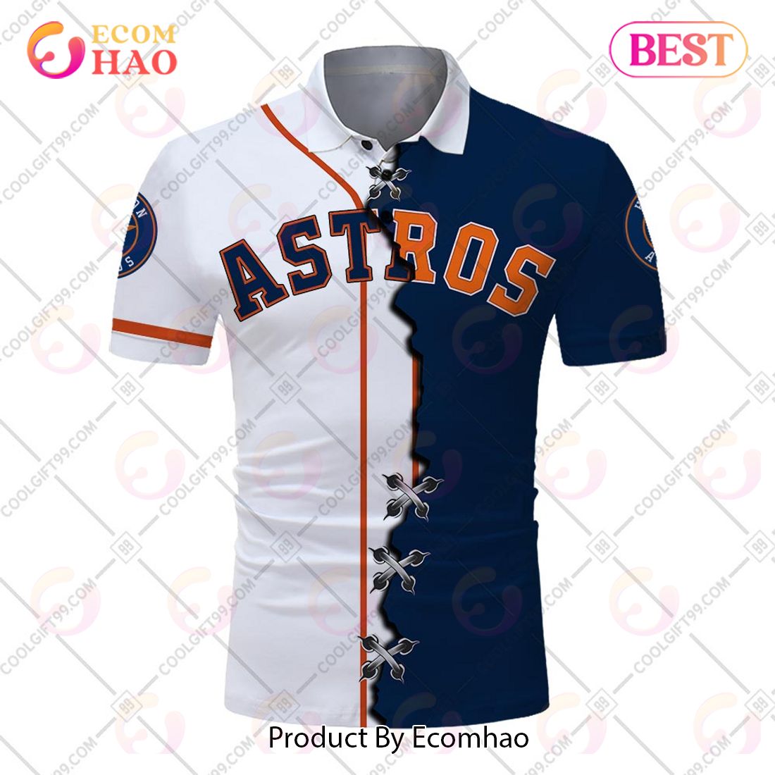 Personalized MLB Houston Astros Mix Golf Style Polo Shirt - Torunstyle