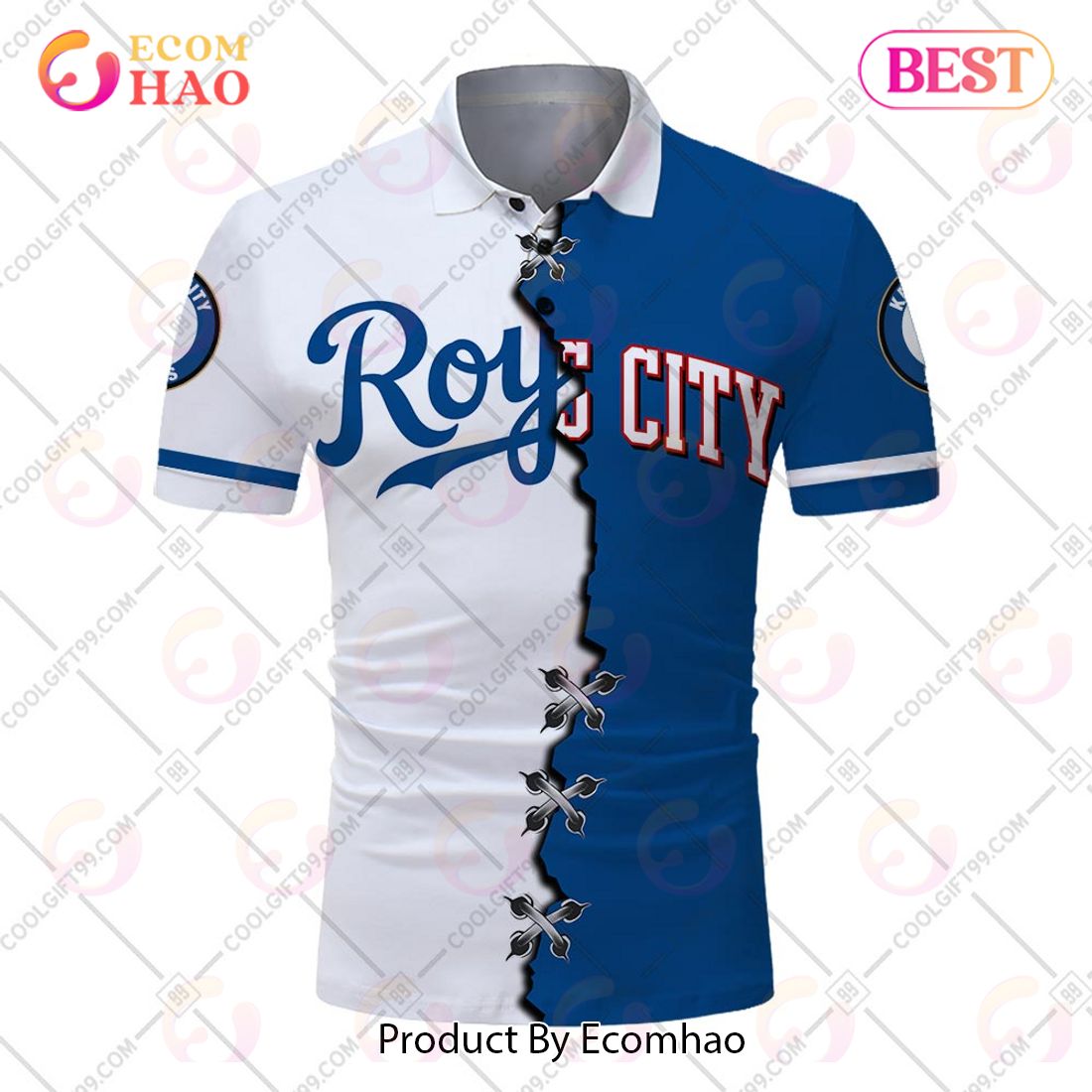 Personalized MLB Kansas City Royals Mix jersey Style Polo Shirt