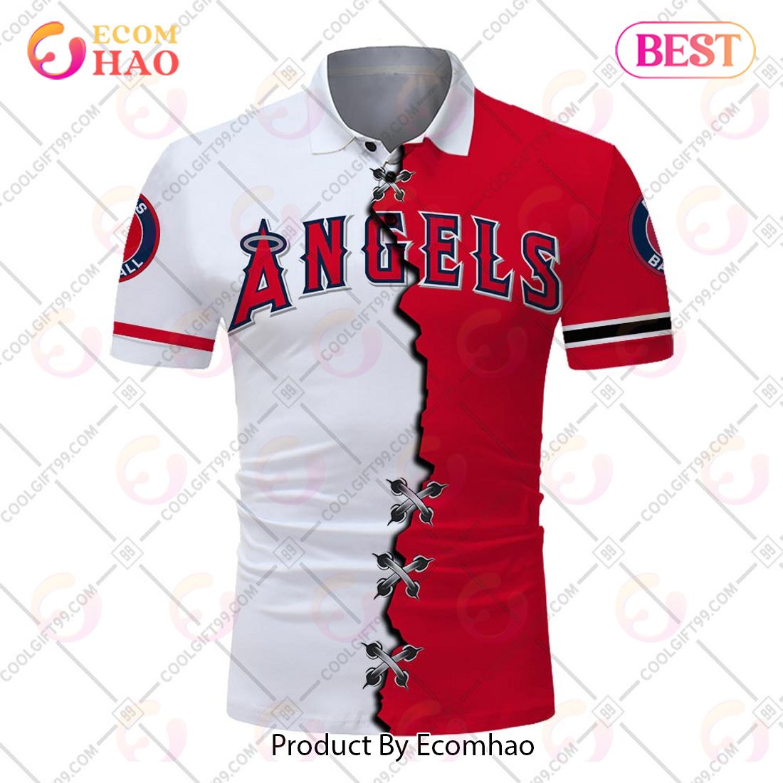 Personalized MLB Los Angeles Angels Mix jersey Style Polo Shirt