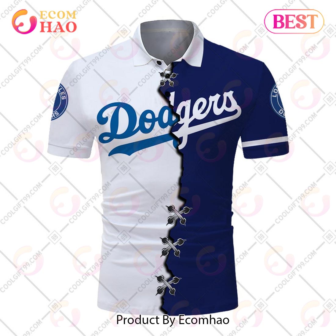 Personalized MLB Los Angeles Dodgers Mix jersey Style Polo Shirt