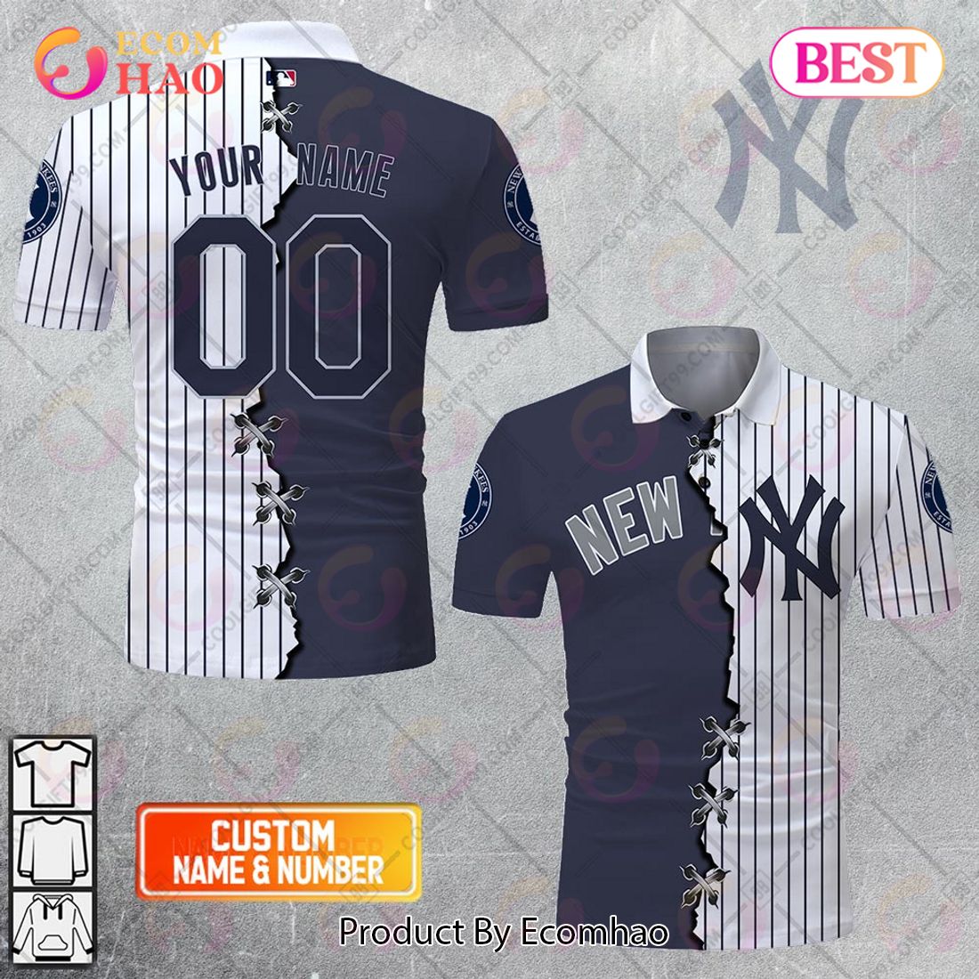 Personalized MLB New York Yankees Mix jersey Style Polo Shirt