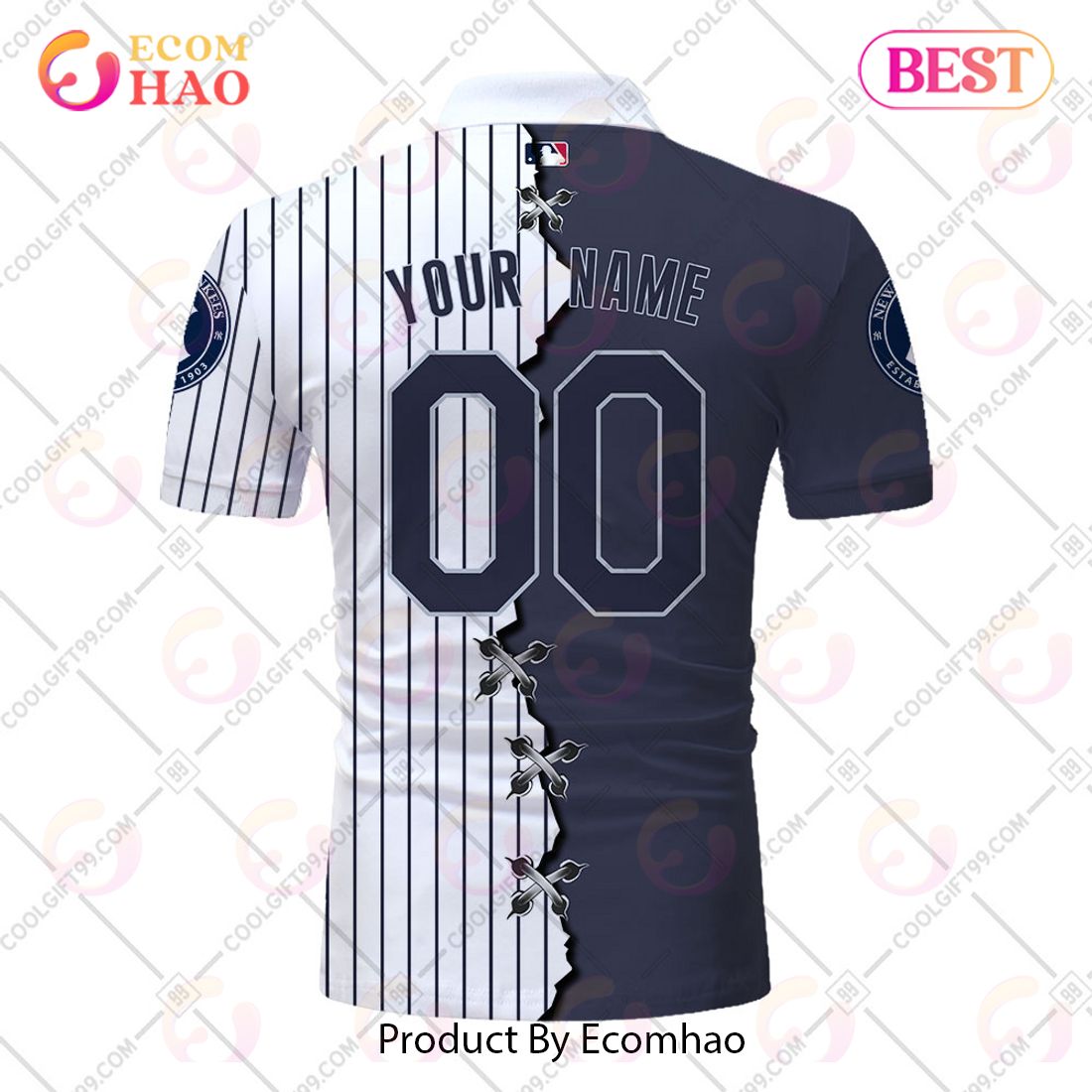 MLB New York Yankees Mix Jersey Personalized Style Polo Shirt - Growkoc