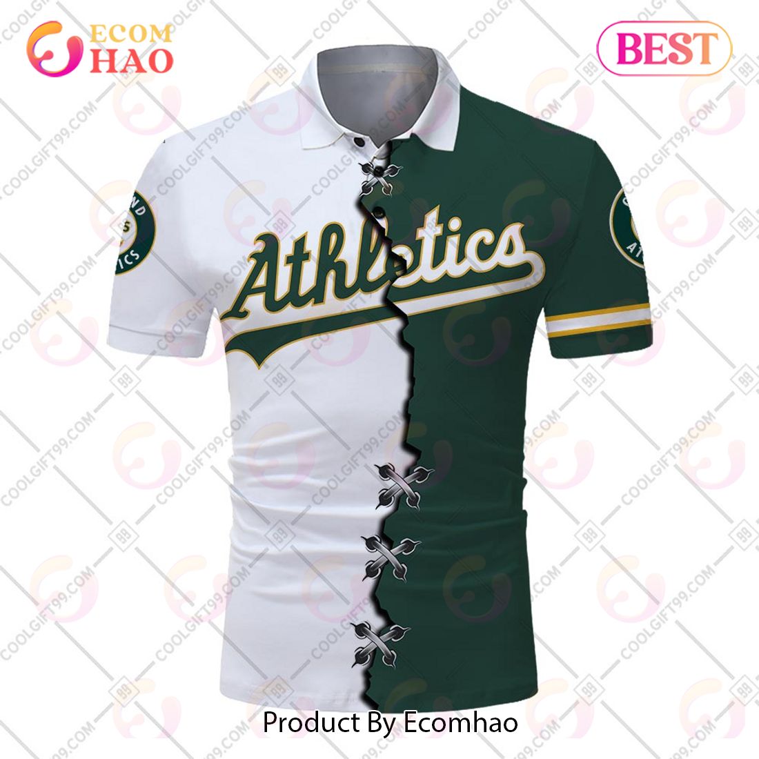 Personalized MLB Oakland Athletics Mix jersey Style Polo Shirt