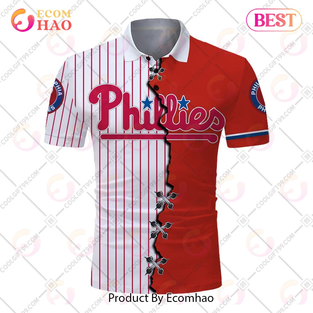 Personalized MLB Philadelphia Phillies Mix jersey Style Polo Shirt