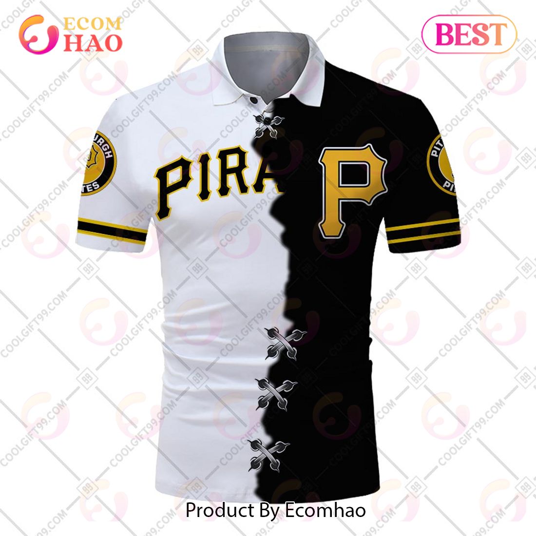 Personalized MLB Pittsburgh Pirates Mix jersey Style Polo Shirt