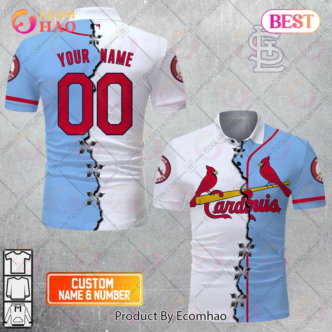 MLB St. Louis Cardinals Mix Jersey Custom Personalized Hoodie