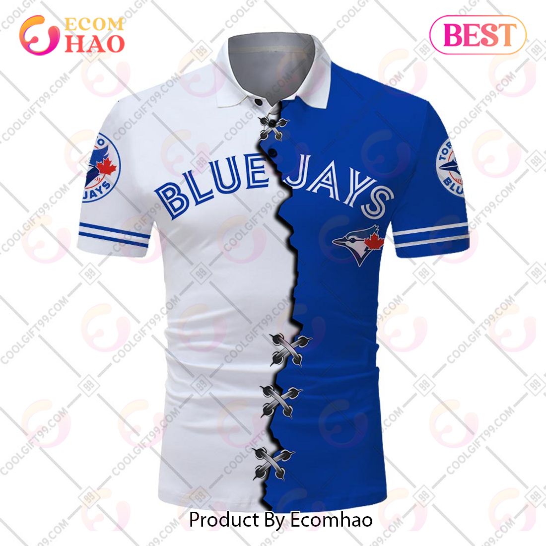 Personalized MLB Toronto Blue Jays Mix jersey Style Polo Shirt