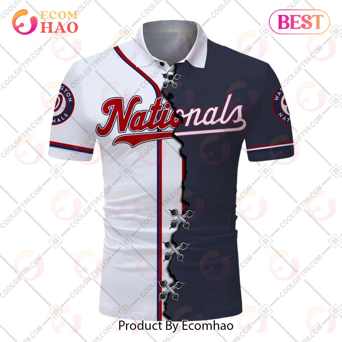 Personalized MLB Washington Nationals Mix jersey Style Polo Shirt