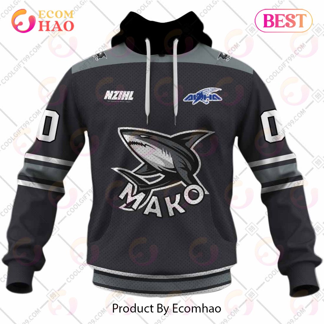 Personalized NZIHL Auckland Mako Jersey Style 3D Hoodie