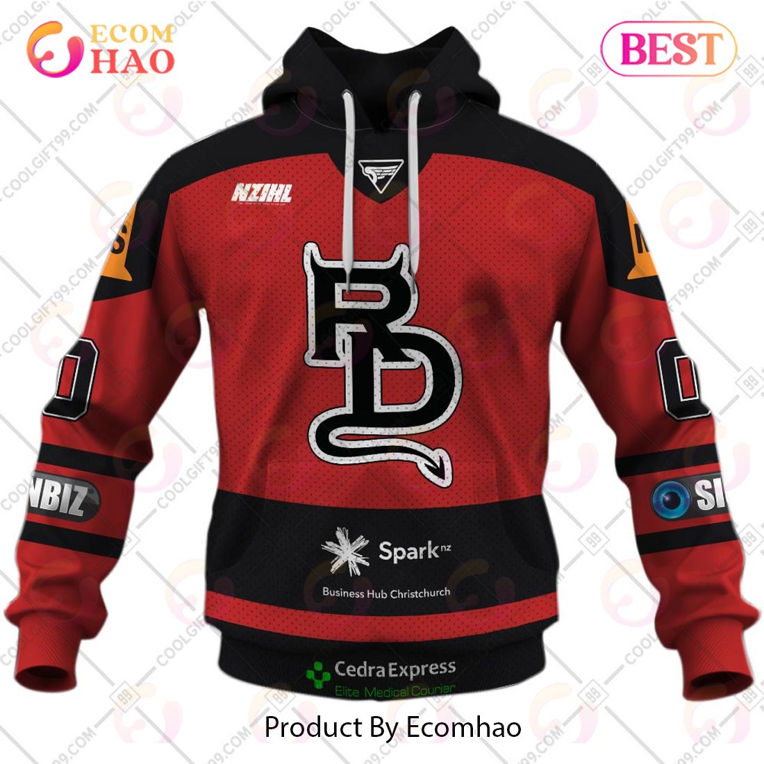 Personalized NZIHL Canterbury Red Devils Jersey Style 3D Hoodie