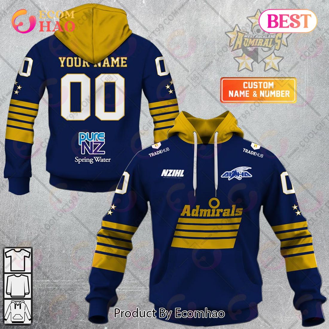 Personalized Home Guernsey 2023 AFL Adelaide Crows 3D Hoodie