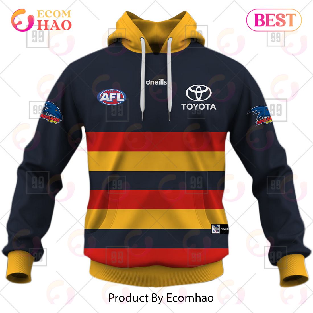 Personalized Home Guernsey 2023 AFL Adelaide Crows 3D Hoodie