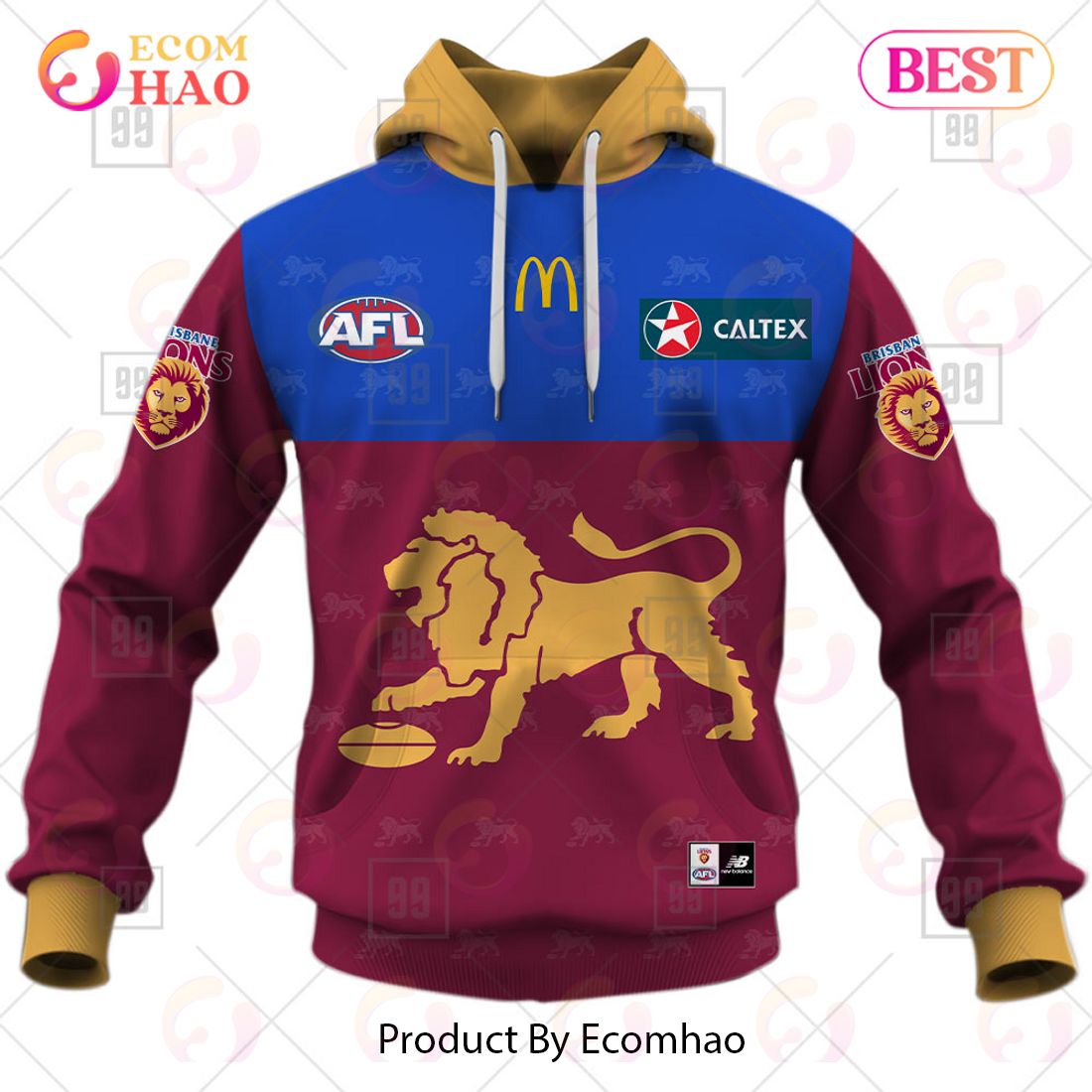 Personalized Home Guernsey 2023 AFL Brisbane Lions 3D Hoodie