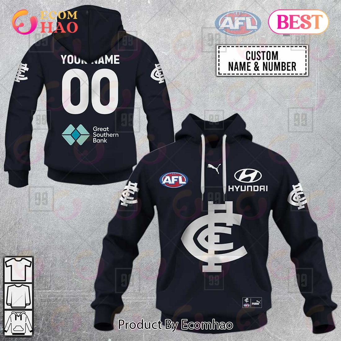 Personalized Home Guernsey 2023 AFL Collingwood Magpies 3D Hoodie