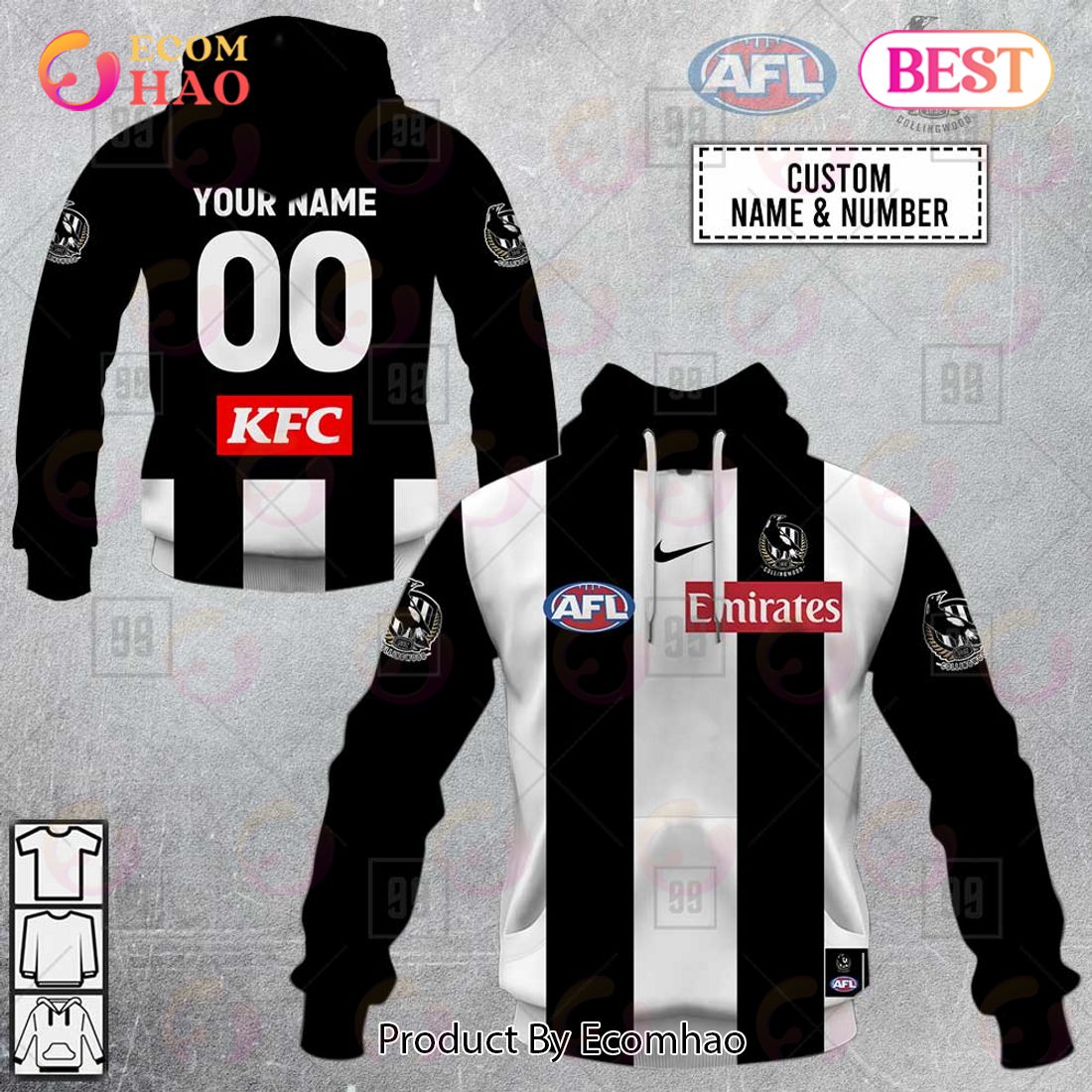 Personalized Home Guernsey 2023 AFL Collingwood Magpies 3D Hoodie