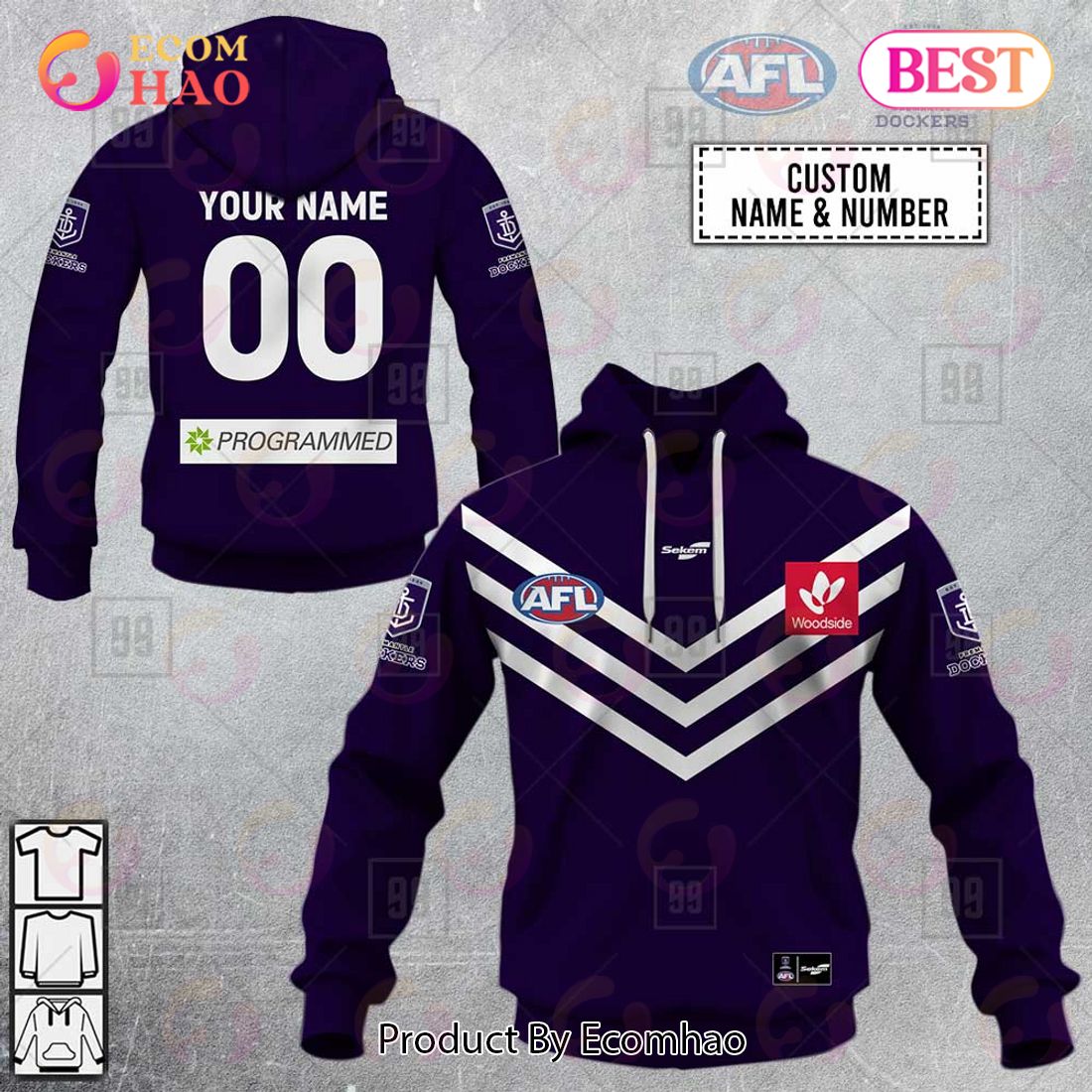 Personalized Home Guernsey 2023 AFL Fremantle Dockers 3D Hoodie