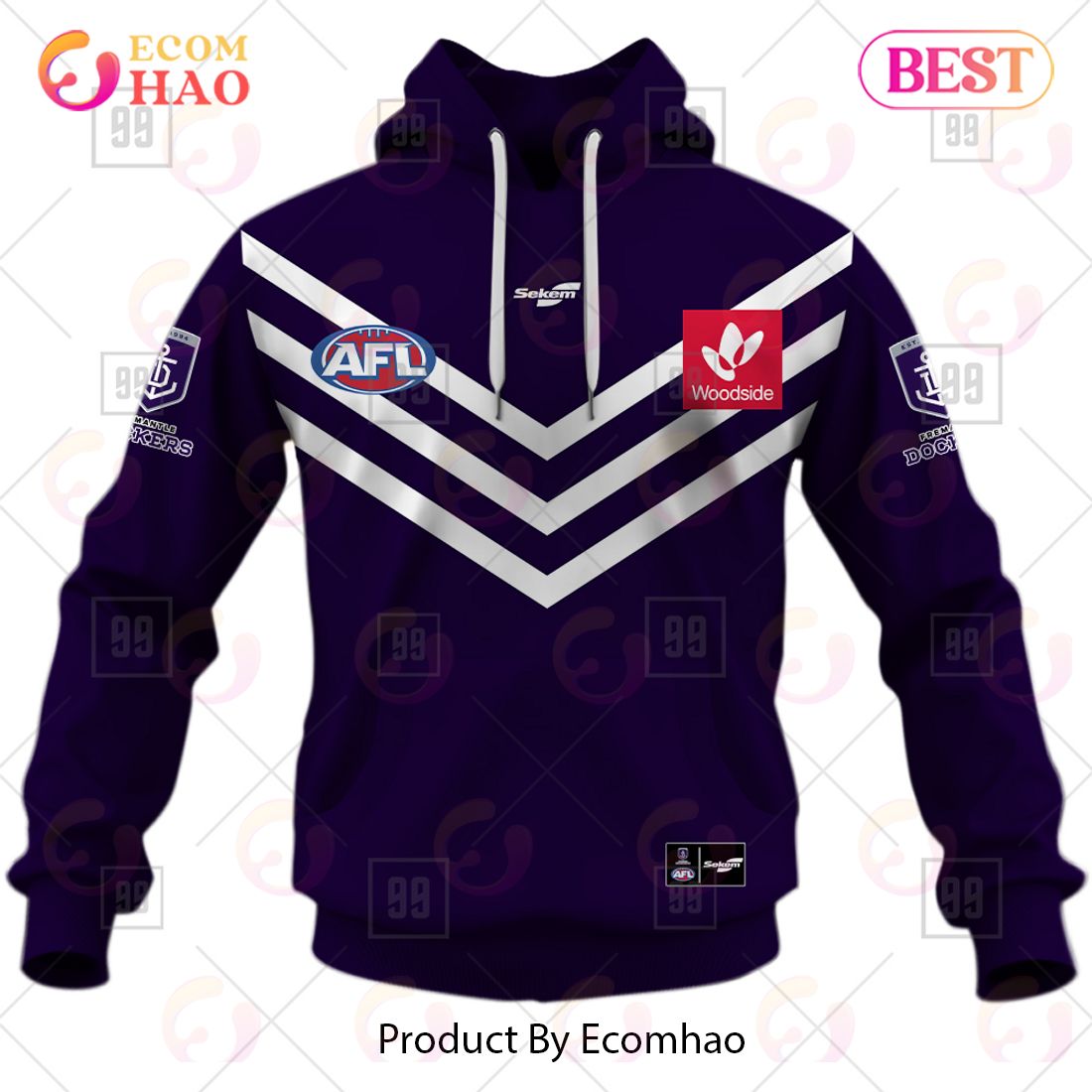 Personalized Home Guernsey 2023 AFL Fremantle Dockers 3D Hoodie