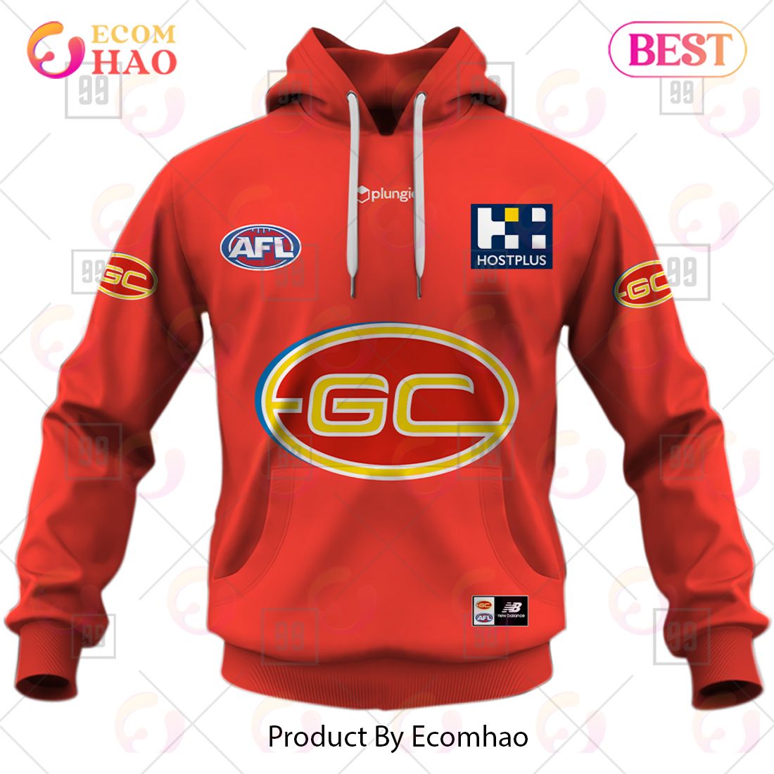 Personalized Home Guernsey 2023 AFL Gold Coast Suns 3D Hoodie