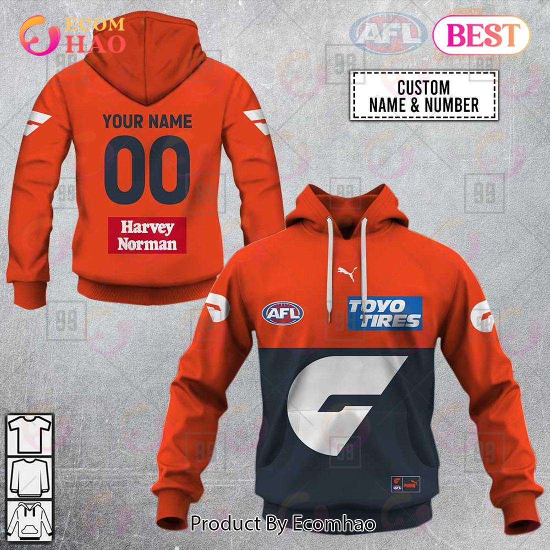 Personalized Home Guernsey 2023 AFL Greater Western Sydney Giants 3D Hoodie