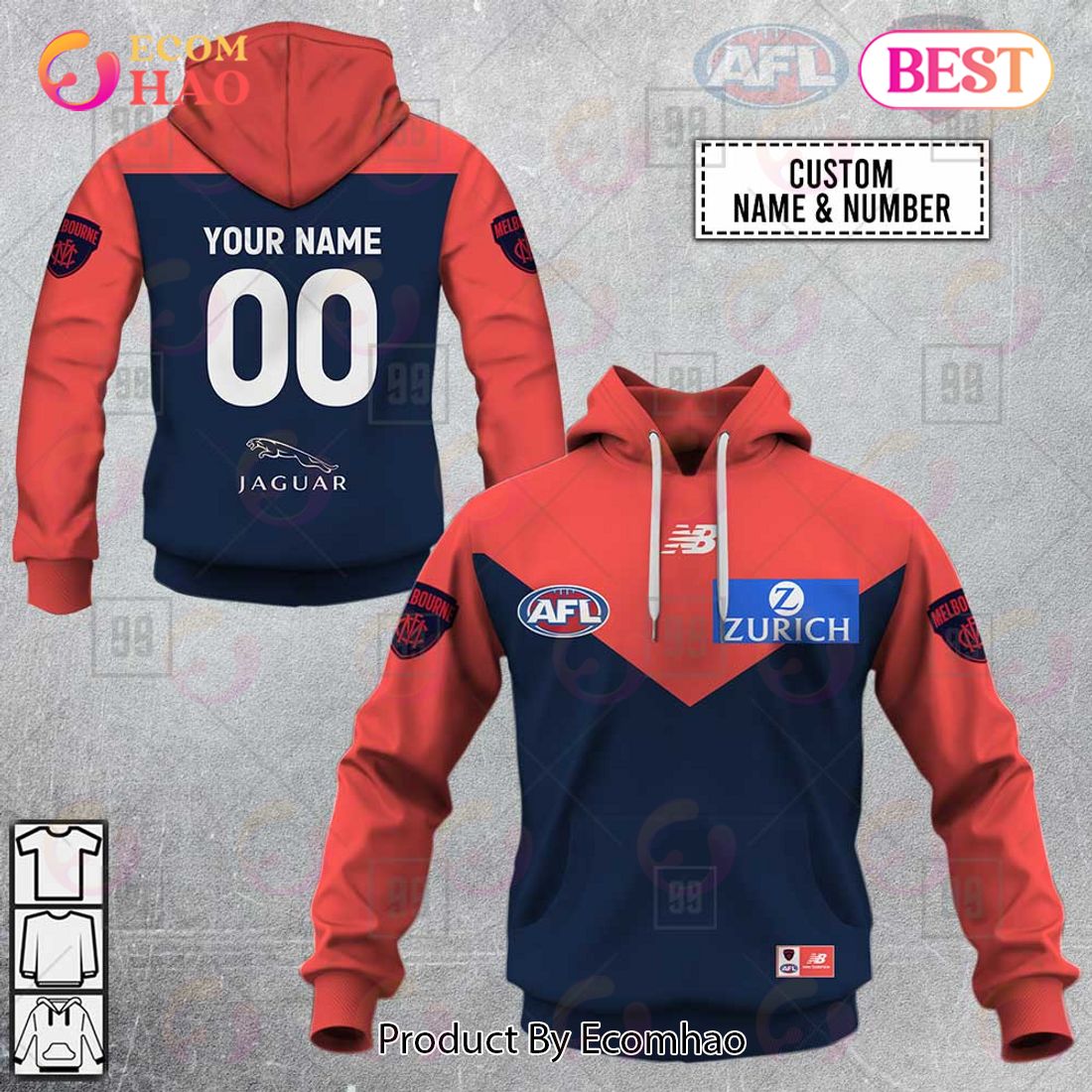 Personalized Home Guernsey 2023 AFL Melbourne Demons 3D Hoodie