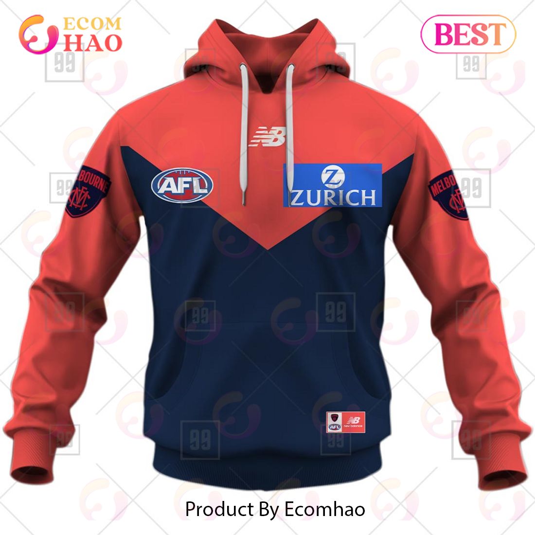 Personalized Home Guernsey 2023 AFL Melbourne Demons 3D Hoodie