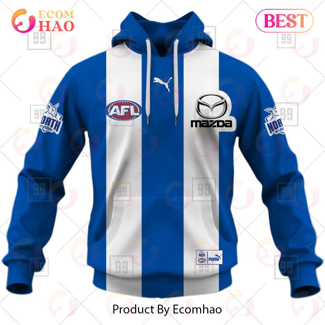 Personalized Home Guernsey 2023 AFL North Melbourne Kangaroos 3D Hoodie