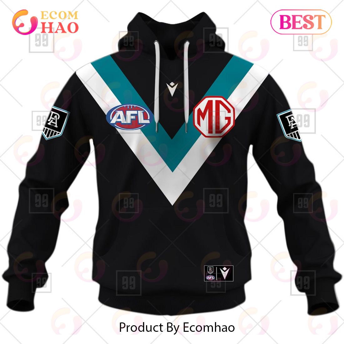 Personalized Home Guernsey 2023 AFL Port Adelaide Power 3D Hoodie