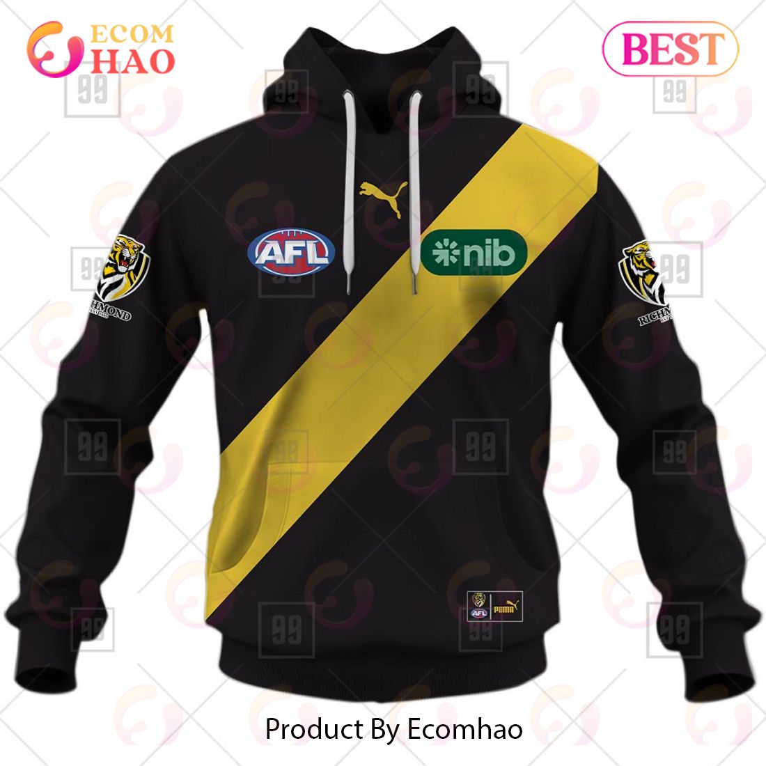 Personalized Home Guernsey 2023 AFL Richmond Tigers 3D Hoodie