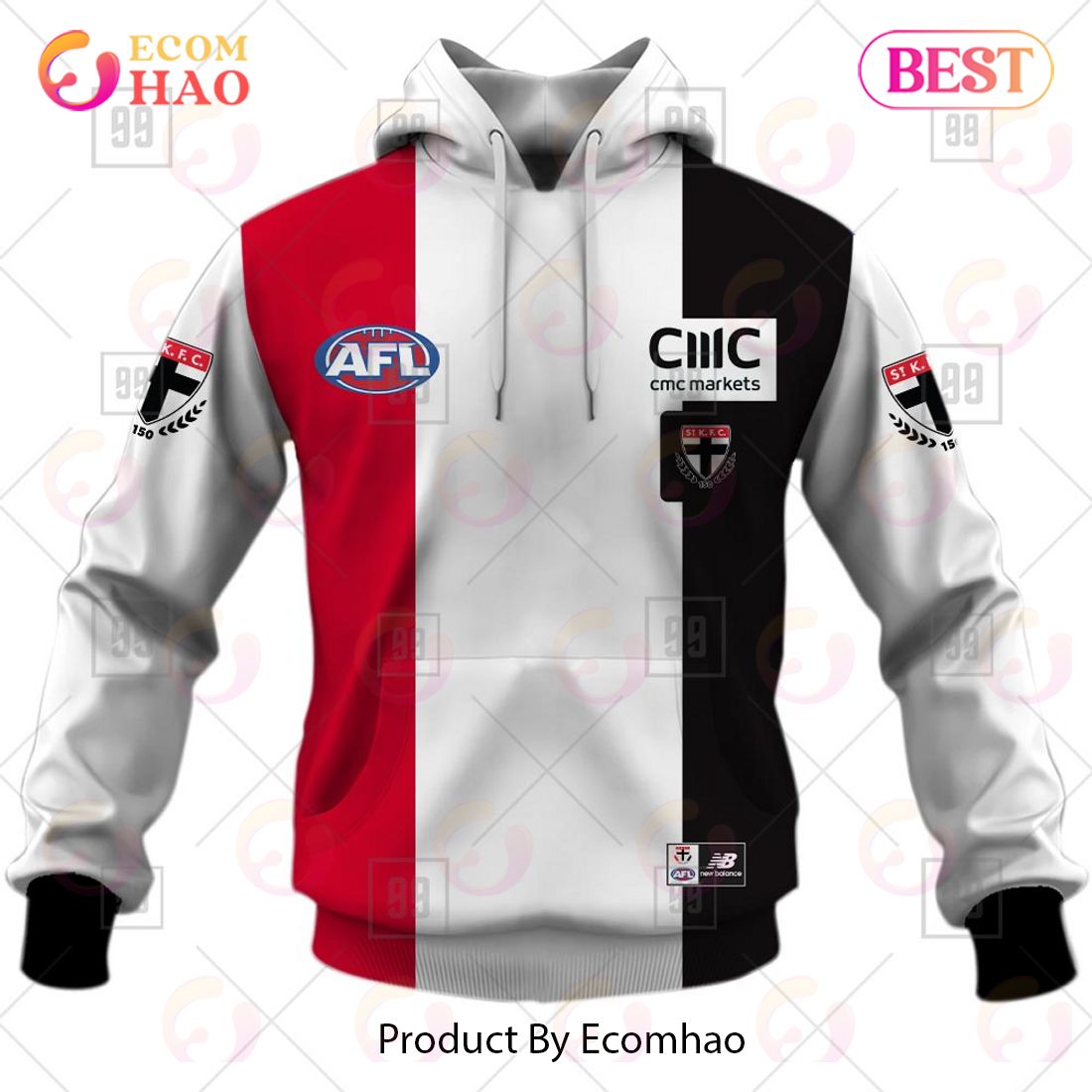 Personalized Home Guernsey 2023 AFL St Kilda Saints 3D Hoodie