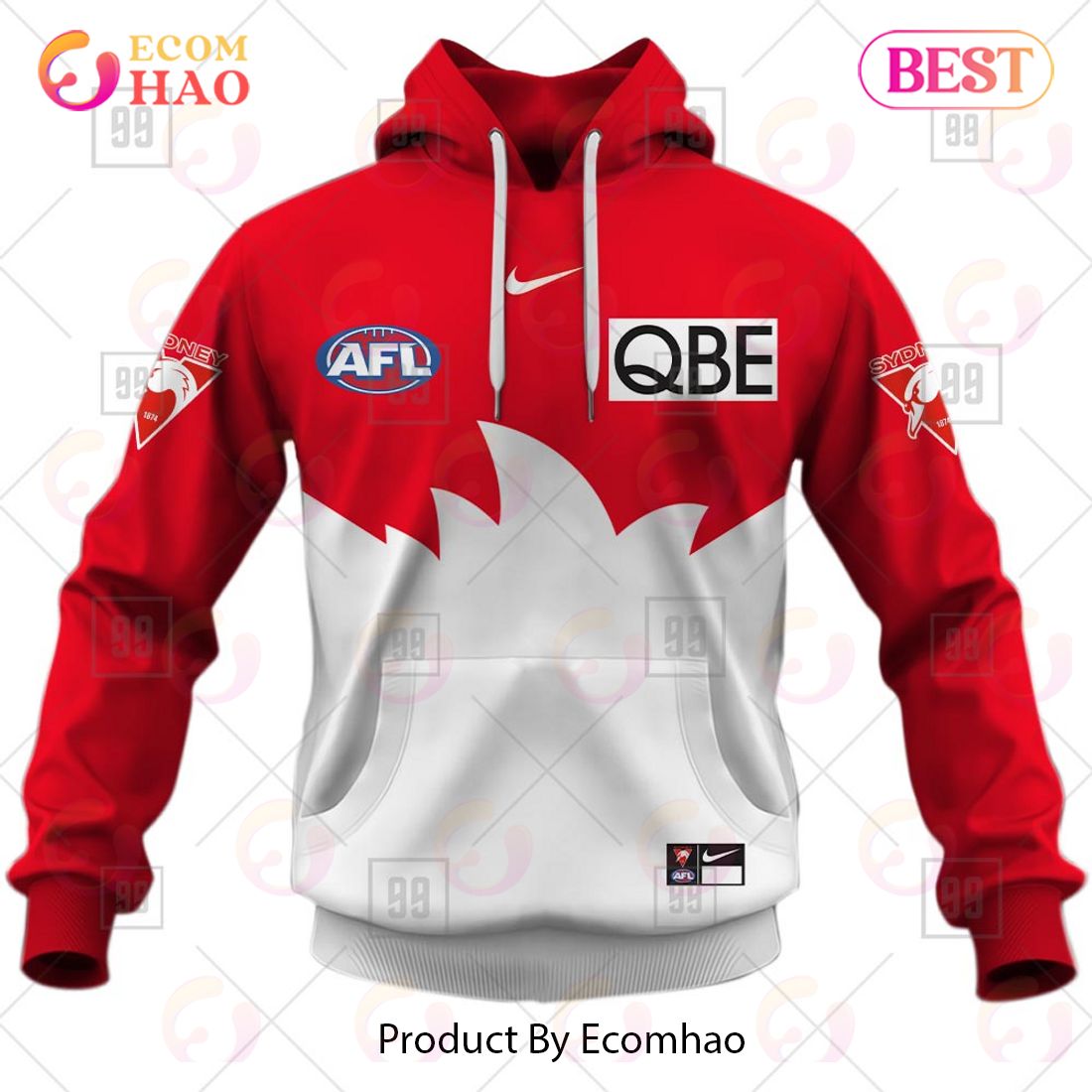 Personalized Home Guernsey 2023 AFL Sydney Swans 3D Hoodie