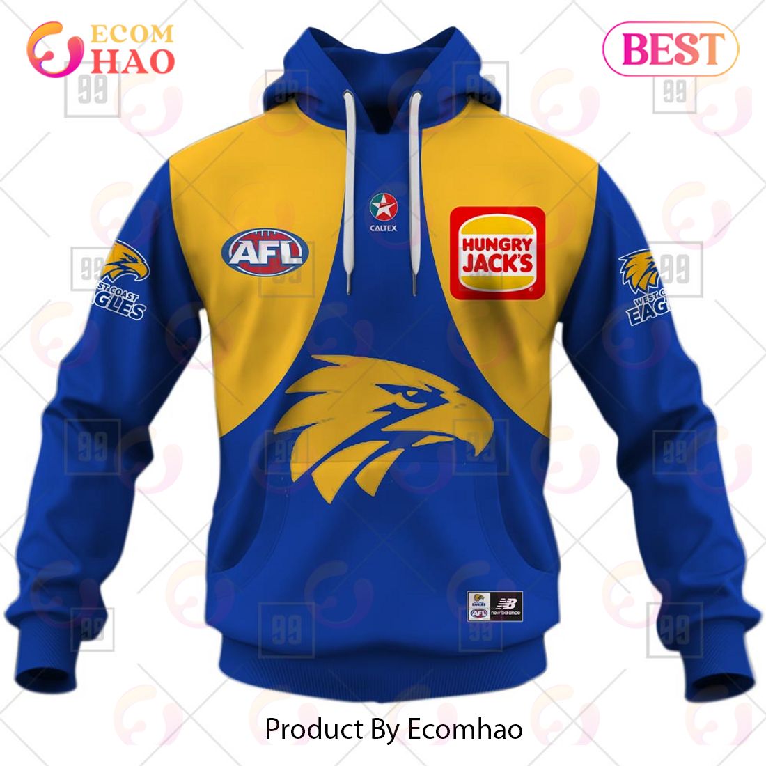 Personalized Home Guernsey 2023 AFL West Coast Eagles 3D Hoodie