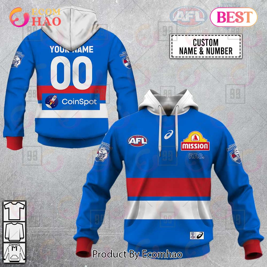 Personalized Home Guernsey 2023 AFL West Coast Eagles 3D Hoodie