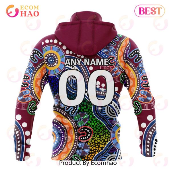 NRL Brisbane Broncos Special Indigenous Design 3D Hoodie