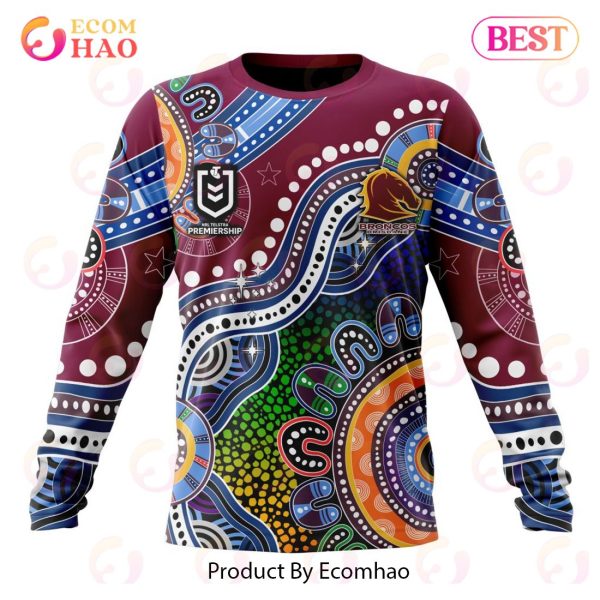 NRL Brisbane Broncos Special Indigenous Design 3D Hoodie