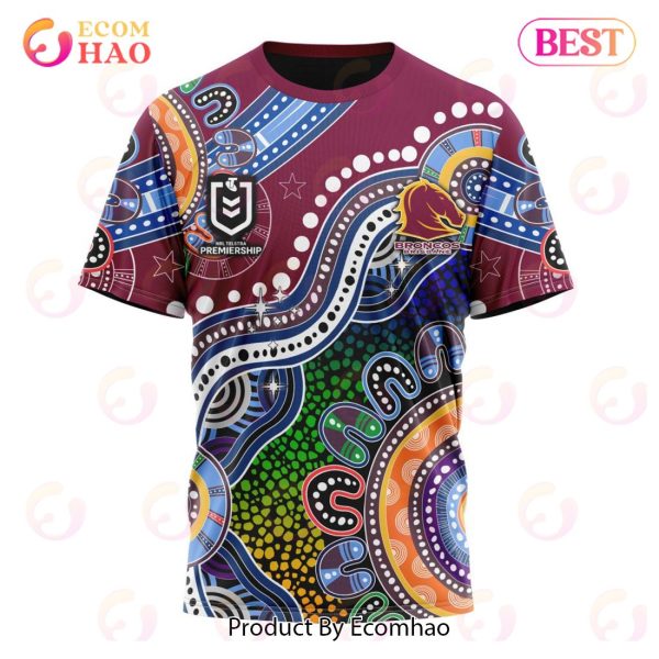 NRL Brisbane Broncos Special Indigenous Design 3D Hoodie