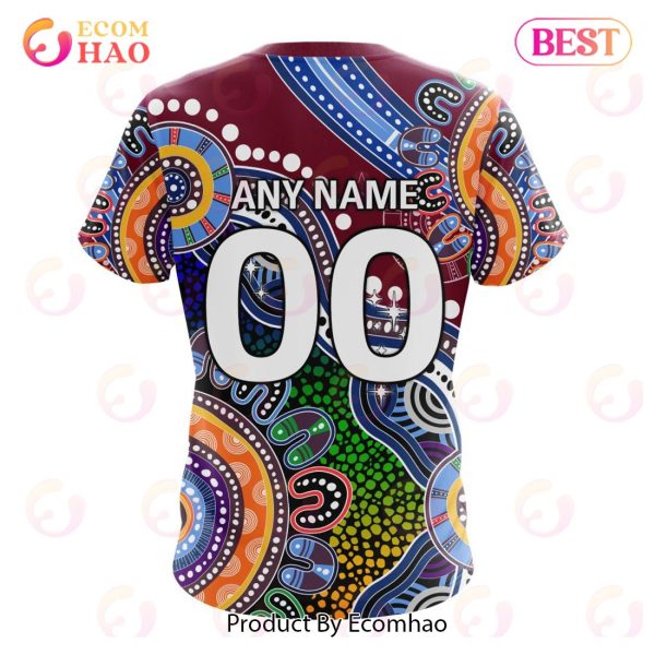 NRL Brisbane Broncos Special Indigenous Design 3D Hoodie