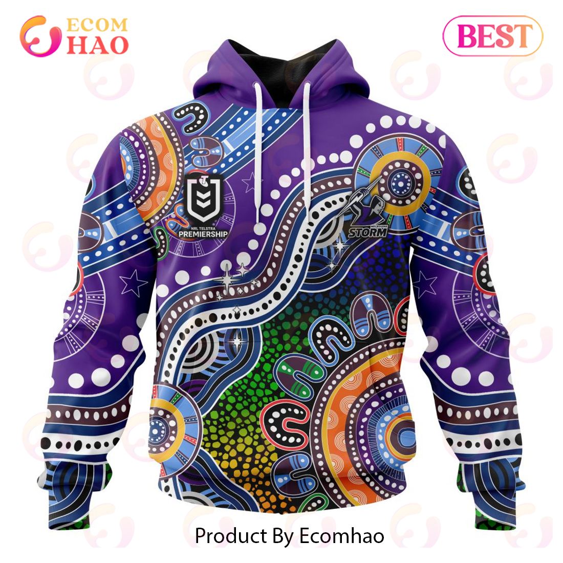 NRL Melbourne Storm Special Indigenous Design 3D Hoodie