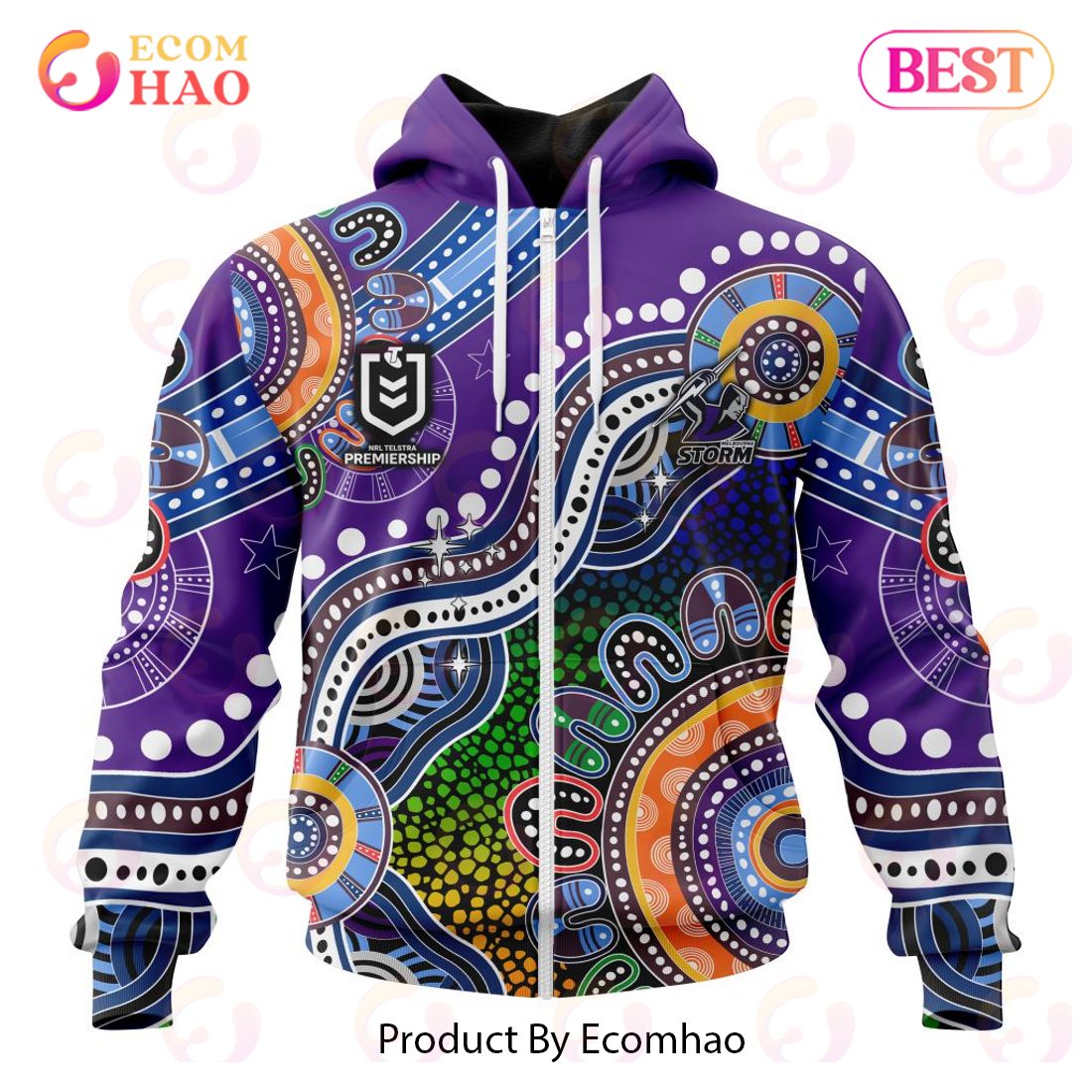 NRL Melbourne Storm Special Indigenous Design 3D Hoodie