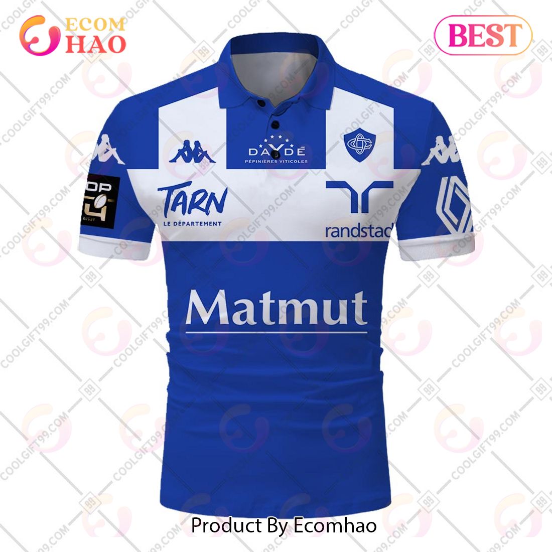 Personalized Castres Olympique Rugby 2223 Jersey Style POLO Shirt