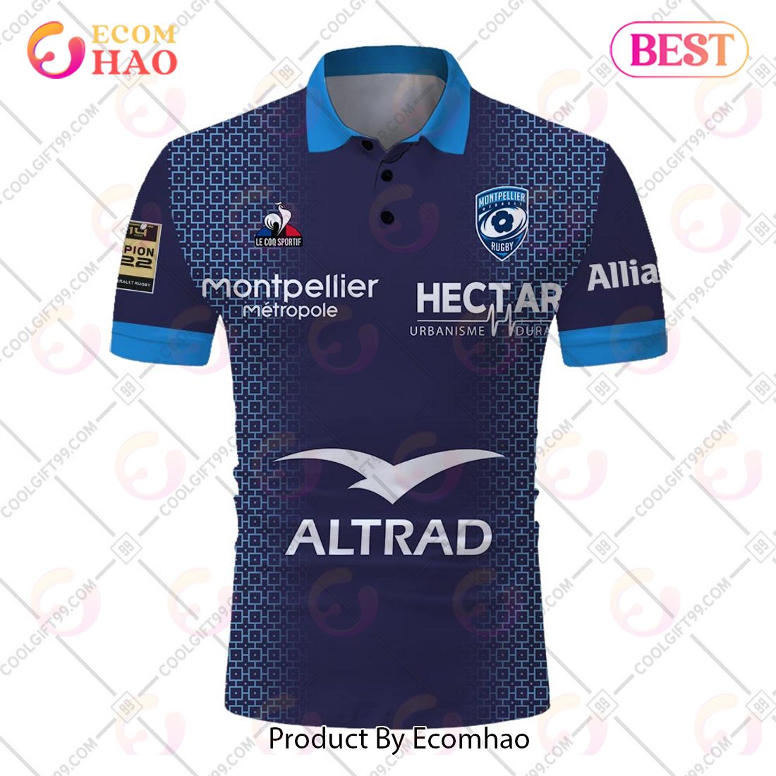 Personalized Montpellier Herault Rugby 2223 Jersey Style POLO Shirt