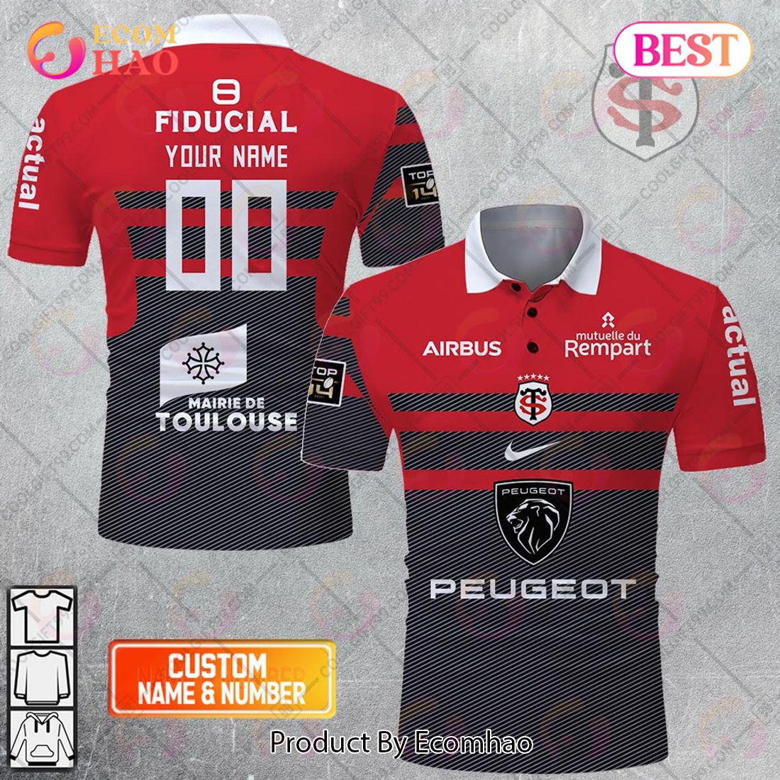 Personalized Stade Toulousain Rugby 2223 Jersey Style POLO Shirt