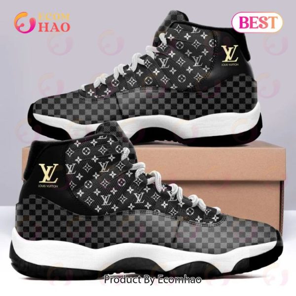 Louis Vuitton Air Jordan 11 Sneakers Shoes Black Monogram Hot 2022