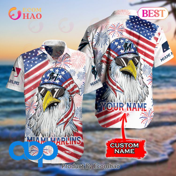 Miami Marlins MLB Independence Day Personalized Hawaiian Shirt