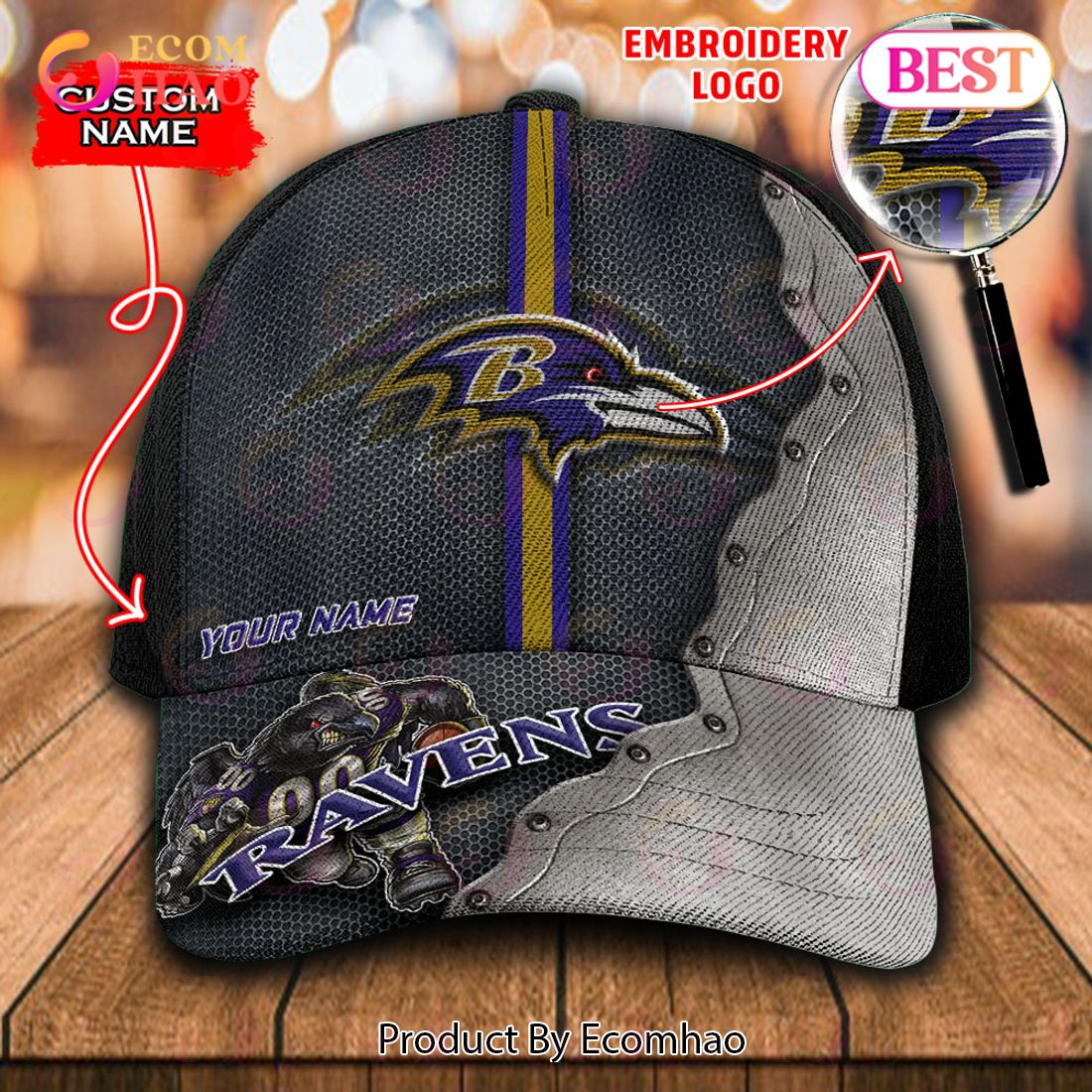 NFL Baltimore Ravens Custom Name Embroidery Cap