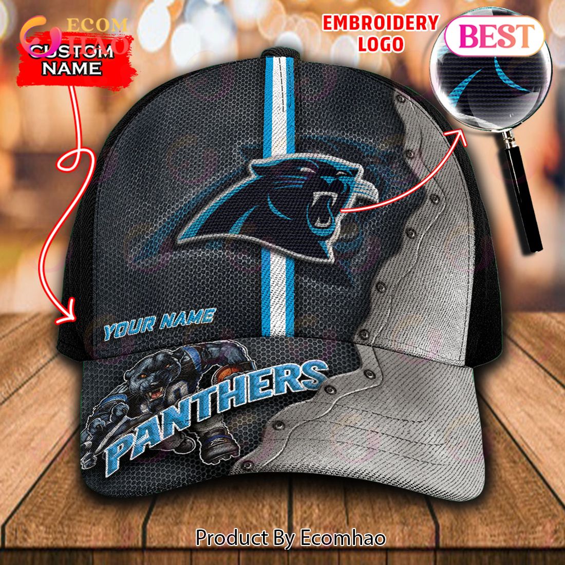 NFL Carolina Panthers Custom Name Embroidery Cap