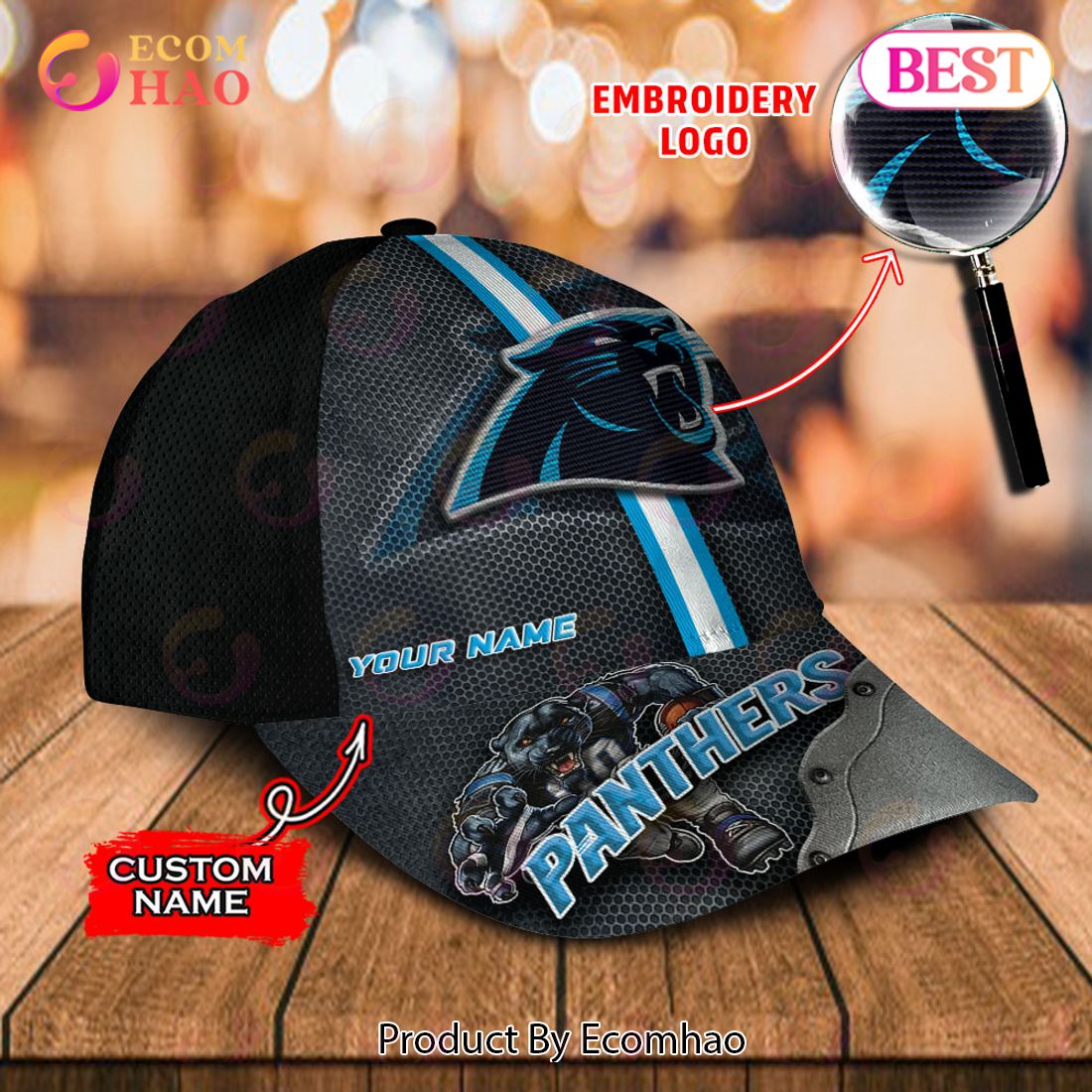 NFL Carolina Panthers Custom Name Embroidery Cap