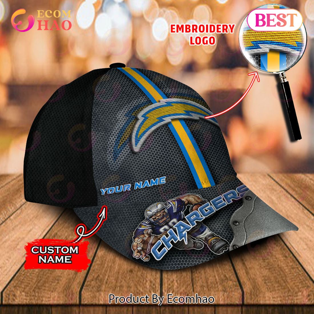 NFL Los Angeles Chargers Custom Name Embroidery Cap