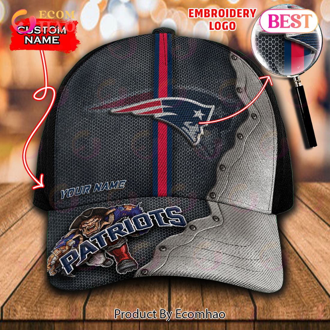 NFL New England Patriots Custom Name Embroidery Cap